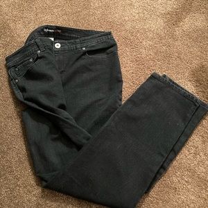 Ladies stretch black jeans with bling pockets